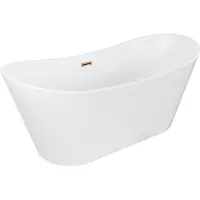 Mexen Montana vrijstaande badkuip 170 x 80 , wit, overloop rosé goud - 52011708000-60