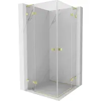 Mexen Lunar L Duo draaideur douchecabine 70 x 70 , transparant, geborsteld goud - 834L-070L-070P-55-00