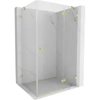 Mexen Lunar douchecabine rechts scharnierend 100 x 80 , transparant, geborsteld goud - 834-100-080-55-00-P