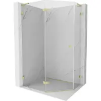 Mexen Lunar L vijfhoekige douchecabine scharnierend links 100 x 80 , transparant, goud geborsteld - 831L-100L-080P-55-00-L