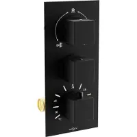 Mexen Cube thermostatische bad-douchekraan met 3 uitgangen, zwart - 77503-70