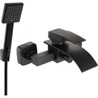 Mexen Aries R45 badkraan met douche set, zwart - 74483R45-70