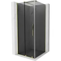 Mexen Velar schuifdeur douchecabine 90 x 90 , grafiet, goud - 871-090-090-41-50