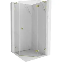 Mexen Lunar L vijver-vormige douchecabine scharnierend recht 80 x 80 , transparant, goud - 831L-080P-080L-50-00-P