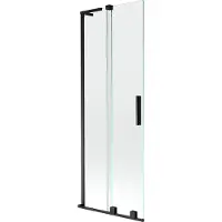 Mexen Velar L badwand scherm 2-delige schuif 75 x 150 , transparant, zwart - 896-075-003-01-70