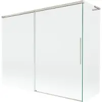 Mexen Rox L badscherm, 2-delig, schuifbaar, 190 + 80 x 150 , transparant, geborsteld nikkel - 8C9L-190-080-97-00