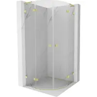 Mexen Lunar L halfronde scharnierende douchecabine 90 x 90 , transparant, goud geborsteld - 833L-090L-090P-55-00
