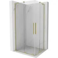 Mexen Velar L Duo schuifdouchecabine 100 x 90 , transparant, goud geborsteld - 871-100-090-02-03-55