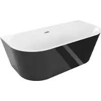 Mexen Oval vrijstaande badkuip tegen de muur 160 x 80 , wit/zwart, overloop geborsteld nikkel - 52671608075-97