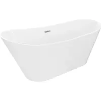 Mexen Dora vrijstaande badkuip 150 x 75 , wit, overloop chroom - 52071507500-01