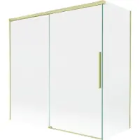 Mexen Rox badwand tweedelige schuif 160 + 75 x 150 , transparant, goud geborsteld - 8C9-160-075-55-00