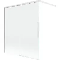 Mexen Rox badscherm 2-delig uitschuifbaar 140 x 150 , transparant, wit - 8C9-140-003-20-00
