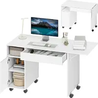 HOMCOM computertafel - bureau - 130L x 58B x 73,2H cm uitgeklapt