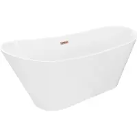 Mexen Dora vrijstaande badkuip 150 x 75 , wit, overloop roze goud - 52071507500-60