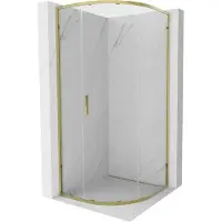 Mexen Exo halve ronde douchecabine schuifdeur 100 x 100 cm, transparant, goud - 8131-100-100-50-00