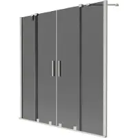Mexen Velar Duo badwand scherm 2-delig verschuifbaar 150 x 150 , grafiet, geborsteld nikkel - 896-150-000-42-97