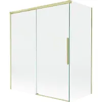Mexen Rox badwand 2-delig verschuifbaar 140 + 70 x 150 , transparant, goud geborsteld - 8C9-140-070-55-00