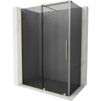 Mexen Velar schuifdouchecabine 140 x 85 , grafiet, geborsteld goud - 871-140-085-41-55