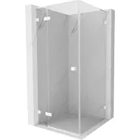 Mexen Lunar L draaideur douchecabine links 80 x 80 , transparant, wit - 834L-080-080-20-00-L