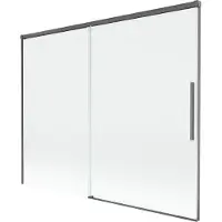 Mexen Rox badwand tweedelig schuifbaar 190 x 150 , transparant, geborsteld gun gray - 8C9-190-001-66-00