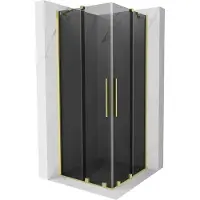 Mexen Velar Duo douchecabine schuif 90 x 90 , grafiet, gouden geborsteld - 871-090-090-42-55