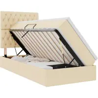 vidaXL LED opbergbed met matras Crème 90 x 190 cm Stof