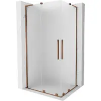 Mexen Velar L Duo schuifdouchecabine 100 x 90 , matglas, roze goud - 871-100-090-02-33-60