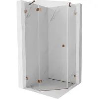 Mexen Lunar vijfhoekige douchecabine links scharnierend 100 x 100 cm, transparant, roze goud - 831-100L-100P-60-00-L
