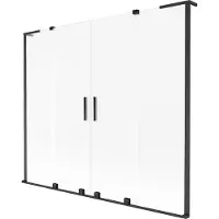Mexen Velar L Duo badwand 2-delig schuifbaar 180 x 150 cm, mat, zwart - 896-180-003-32-70