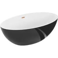 Mexen Nike vrijstaande badkuip 175 x 100 , wit/zwart, overloop koper geborsteld - 54071751075-65