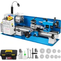 Vevor Precisie Tafelmodel Mini-metaalfreesmachine, Draaibank 550 W, Draaibankboor met Variabele Snelheid, Draaibank, Nylon Tandwiel met 50-2500 Rpm En Bewegende Lamp