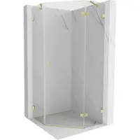 Mexen Lunar vijfhoekige douchecabine scharnierdeur rechts 90 x 90 , transparant, goud geborsteld - 831-090P-090L-55-00-P