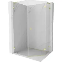 Mexen Lunar L vijfhoekige rechterdraaide douchecabine 80 x 100 , transparant, geborsteld goud - 831L-080P-100L-55-00-P