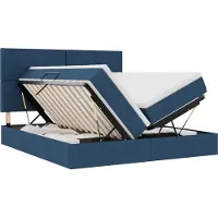 vidaXL Opbergbed met hoofdeinde met opslag Blauw 180 x 200 cm Stof