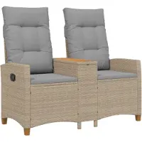 vidaXL Ligbed met tafel, 2-persoons, 126 x 65 x 112 cm, polyrotan