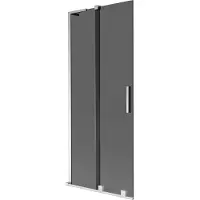 Mexen Velar L badwandafscherming 2-delig schuifbaar 80 x 150 , grafiet, chroom - 896-080-003-41-01