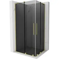 Mexen Velar L Duo schuifdouchecabine 100 x 90 , grafiet, geborsteld goud - 871-100-090-02-43-55