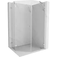 Mexen Lunar vijfhoekige douchecabine, links scharnierend, 80 x 100 cm, transparant, chroom - 831-080L-100P-01-00-L