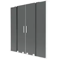 Mexen Velar L Duo badwand 2-delige schuifwand 150 x 150 , grafiet, wit - 896-150-003-42-20