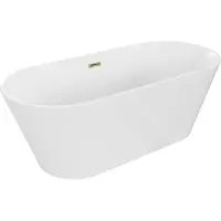 Mexen Flavia vrijstaande badkuip 150 x 75 , wit, gouden overloop - 54031507500-50