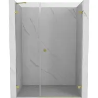 Mexen Lunar-B douchedeur openslaand rechts 130 , transparant, goud geborsteld - 832S-130-050-55-00-P