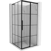 Mexen Rox L douchecabine schuifdeur rechts 100 x 100 , zwart raster, zwart - 8C2L-100-100-70-77-P