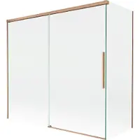 Mexen Rox badwand 2-delig schuifbaar 170 + 70 x 150 , transparant, geborsteld koper - 8C9-170-070-65-00