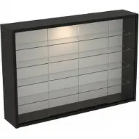 Vdd Home – Vitrinekast met glas – Vitrinekast met led verlichting – Vitrinekastje - 50 x 7 x 40 cm - Zwart