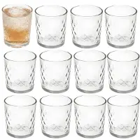 Gerimport Waterglazen / drinkglazen Diamand - 12x stuks - transparant - 265 ml