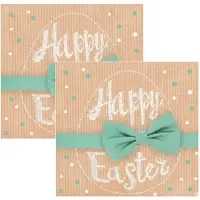 Ambiente Paas thema servetten - 40x - Happy Easter print - 33 x 33 cm - Pasen - feestservetten - Paasontbijt tafeldecoratie