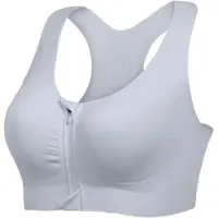 Karma Sportbeha voor vrouwen met ritsvoorkant - Medium ondersteuning - Racerback ontwerp - Grijs - XL