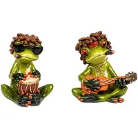Formano Kikkers - 2 set - Reagge - Opkikker - relax - Groen - Beeld - 8x8x9cm - Keramiek