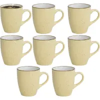 Gerimport Koffie / thee mok Sweets - 8x stuks - geel - 350 ml - keramiek