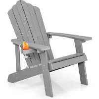 KOMFOTTEU Adirondack stoel met bekerhouder, tuinstoel met rugleuning en armleuningen, weerbestendig en ergonomisch, relaxstoel tot 150 kg voor balkon, tuin, strand